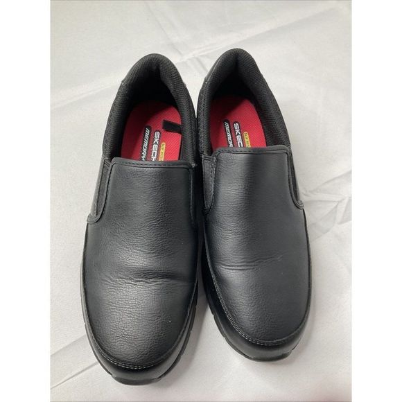 Skechers 77157 Nampa Groton Memory Foam SlipOn Resistant Black Work Shoes US7.5 - Picture 2 of 10